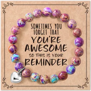 jewelrycard Gifts for Women Teen Girls, Sometimes You Forget You're Awesome Bracelets, Birthday Graduation Gifts for Her, Daughter, Mom, Sister, Friends