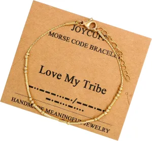 JoycuFF Friendship Morse Code Bracelets Inspirational Gifts For Best Friends Women Mother Aunt Sister Mothers Day Birthday Christmas Stianless Steel Jewelry