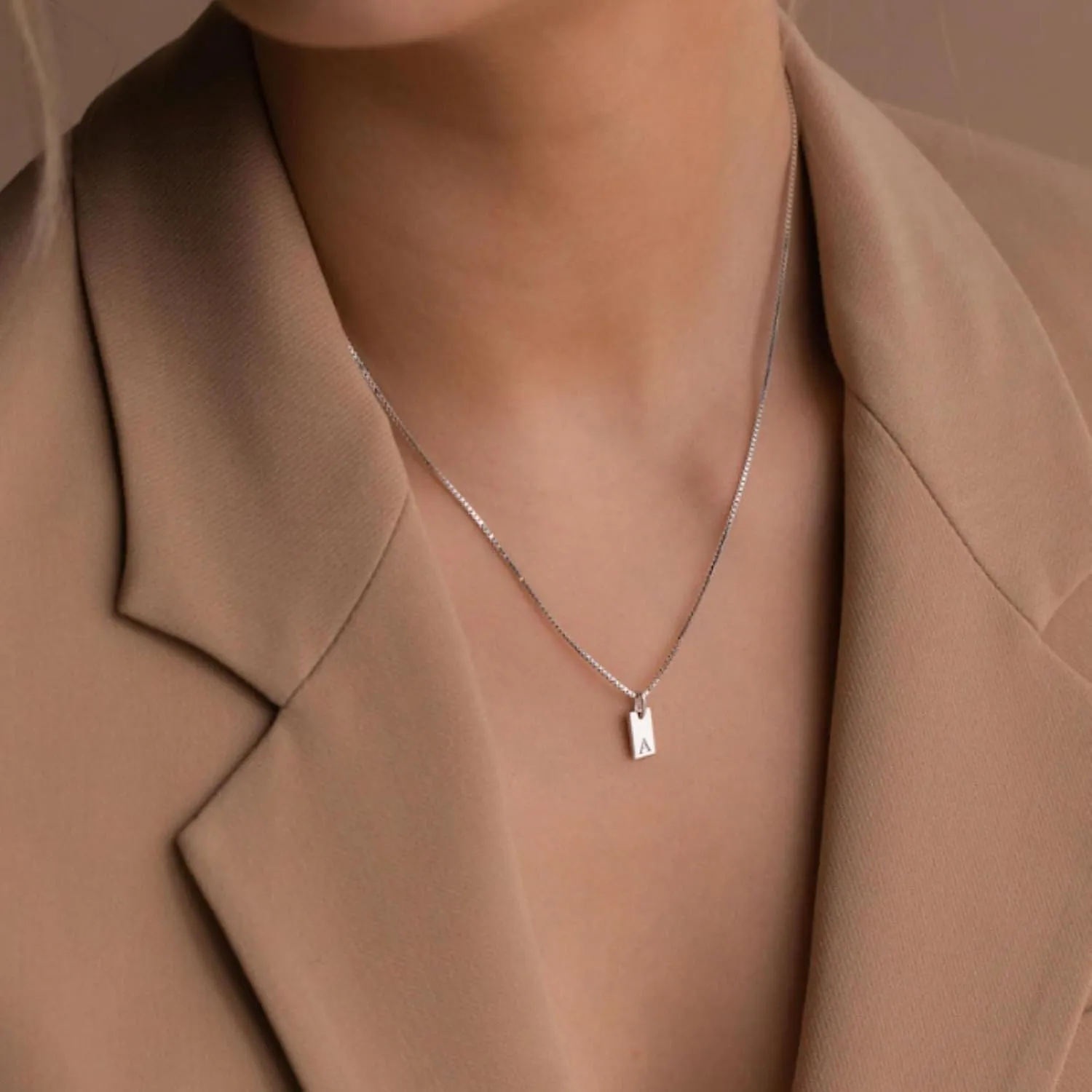 JSJOY S925 Sterling Silver Initial Necklaces for Women 14K Gold Plated Dainty Letter Name Necklace Personalized Tag Necklace for Women Trendy Pendant Jewelry Gifts