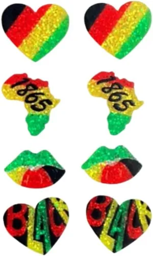 Juneteenth African Earrings Set for Women Black History Month Acrylic Glitter Heart Shaped Earrings Jewelry