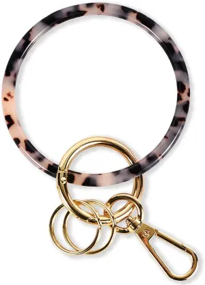 Junyuerly Wristlet Keychain Bracelet for Women Bangle Key Rings Acetate Round Key Chain with Clip