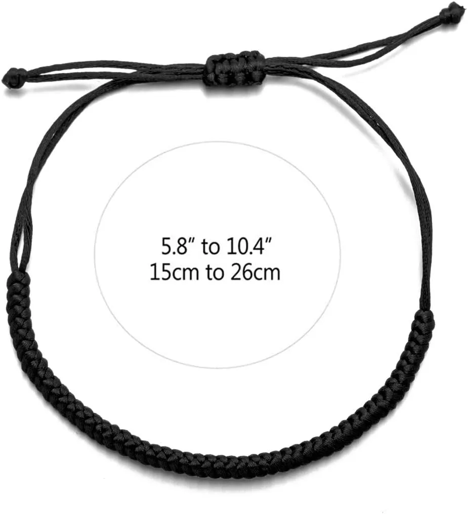 kelistom Handmade Buddhist String Bracelets for Women Men Tibetan Adjustable Woven Rope Bracelet for Protection and Luck, Red and Black, 2or 6 pcs/set