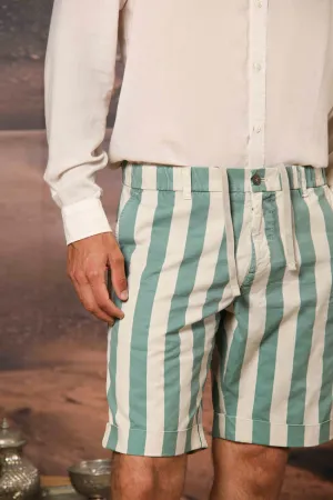 Khinos M74 bermuda chino uomo in cotone canvas con stampa a righe regular fit