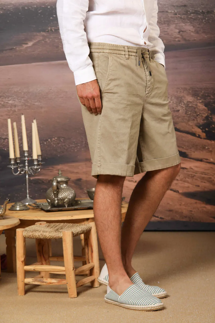 Khinos M74 bermuda chino uomo in twill di cotone e seta elasticizzata relaxed fit