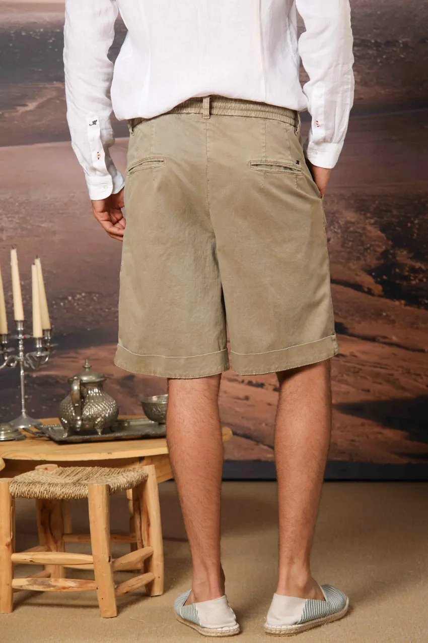Khinos M74 bermuda chino uomo in twill di cotone e seta elasticizzata relaxed fit
