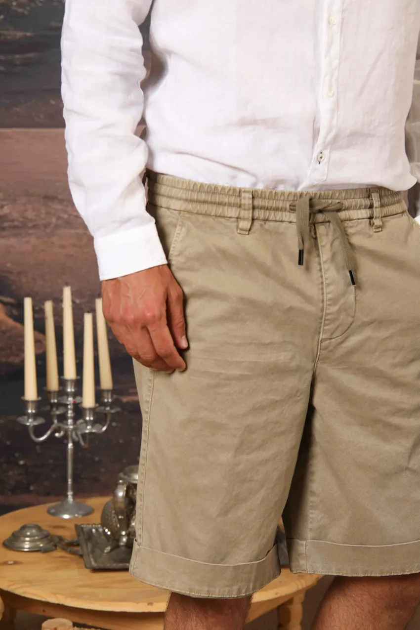 Khinos M74 bermuda chino uomo in twill di cotone e seta elasticizzata relaxed fit