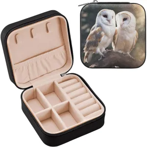 Kigai Owl Jewelry Box for Women Girl PU Leather Travel Jewelry Case Jewelry Organizer Box Portable Display Storage Case for Necklaces Earrings Rings Bracelet