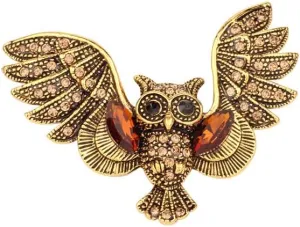 Kokoma Retro Owl Brooch Pin for Women Men Rhinestone CZ Vintage Bird Badge Lapel Pins Corsage Animal Badge Shawl Clip Pins for Cloth Suit Dress Accessories