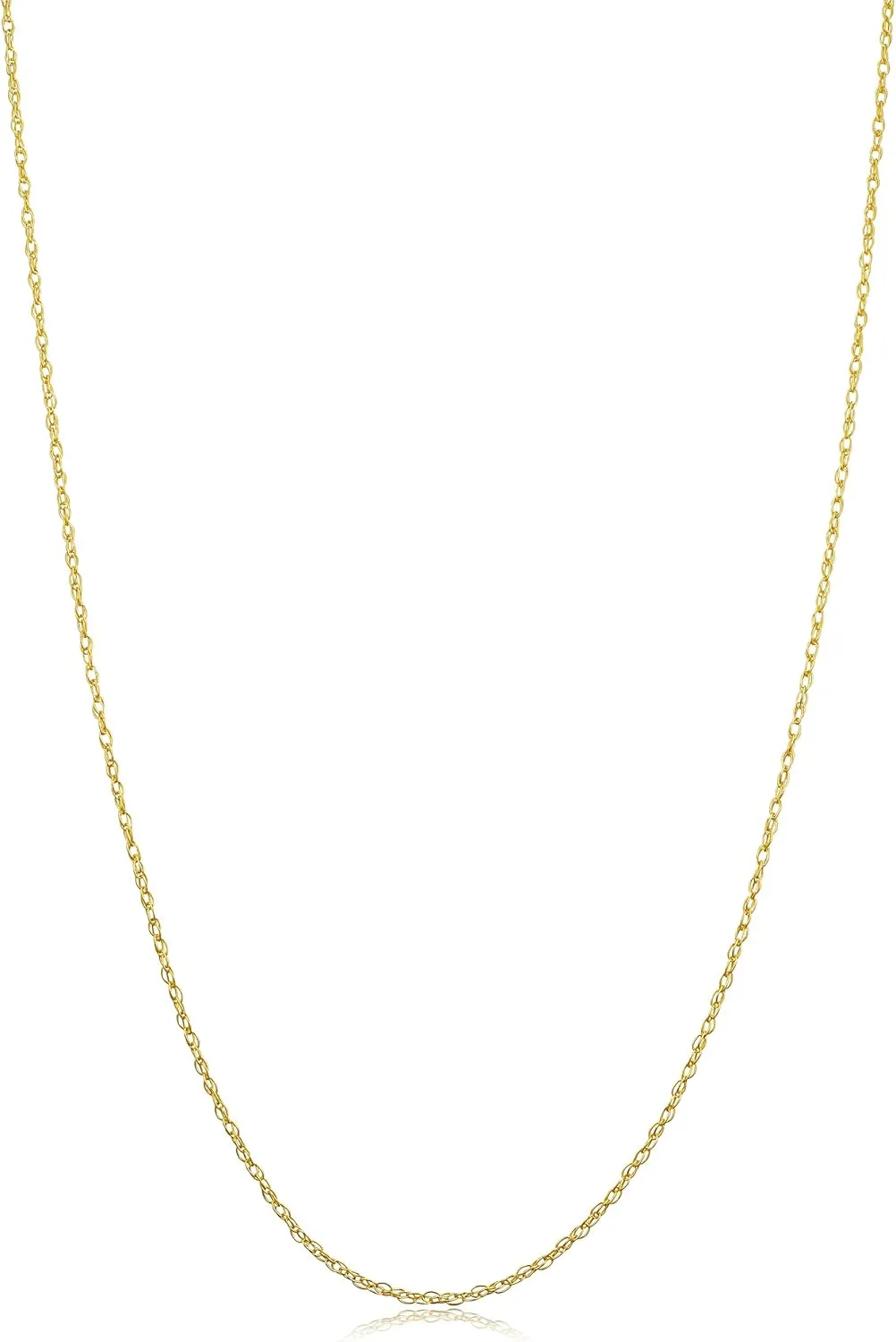 Kooljewelry 10k Yellow Gold Rope Chain Barely-There Necklace (0.7 mm, 0.9 mm, 1 mm or 1.3 mm) - Thin And Lightweight