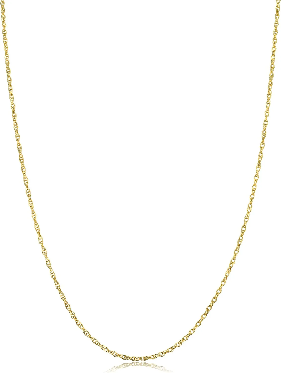 Kooljewelry 10k Yellow Gold Rope Chain Barely-There Necklace (0.7 mm, 0.9 mm, 1 mm or 1.3 mm) - Thin And Lightweight