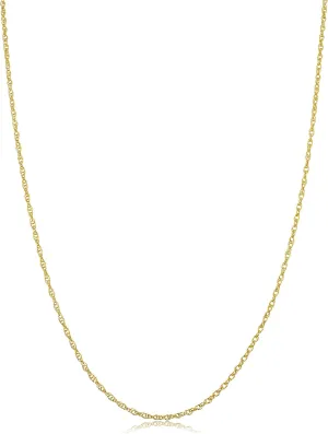 Kooljewelry 10k Yellow Gold Rope Chain Barely-There Necklace (0.7 mm, 0.9 mm, 1 mm or 1.3 mm) - Thin And Lightweight