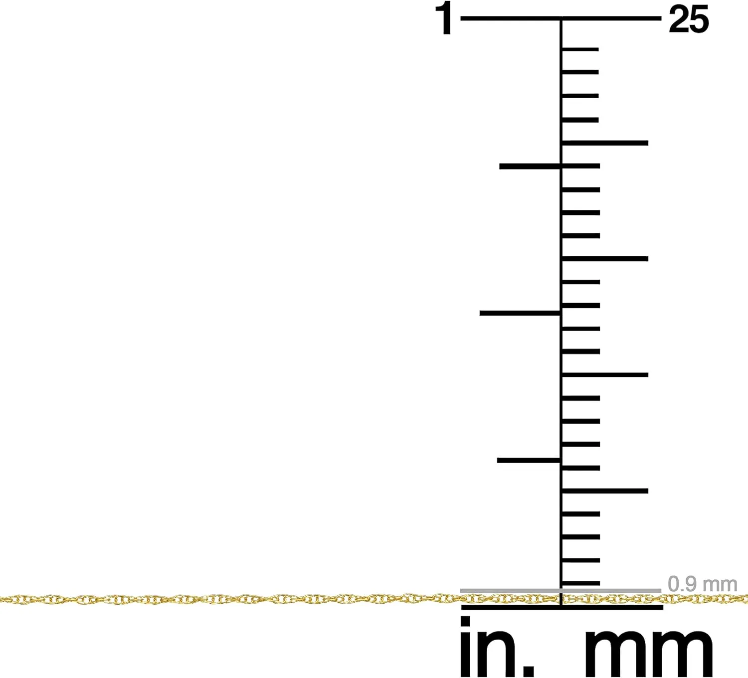Kooljewelry 10k Yellow Gold Rope Chain Barely-There Necklace (0.7 mm, 0.9 mm, 1 mm or 1.3 mm) - Thin And Lightweight