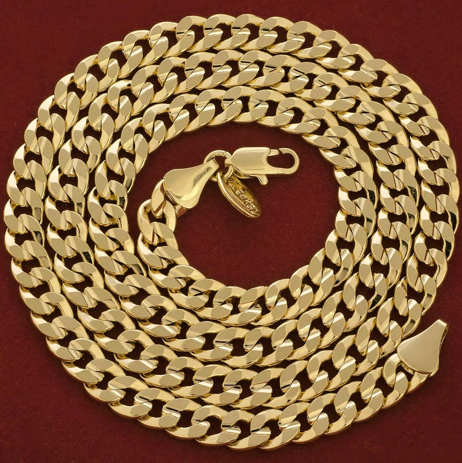 LIFETIME JEWELRY Cuban Link Chain Necklace 24k Gold Plated for Men and Women (6mm & 9.5mm)