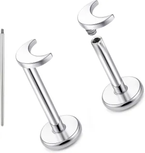 limerencia 18G Pure Titanium Body Piercing Jewelry, G23 Hypoallergenic Flat Back Internally Threaded Tragus Helix Cartilage Conch Medusa Lip Labret Piercing Stud Earrings for Women Men