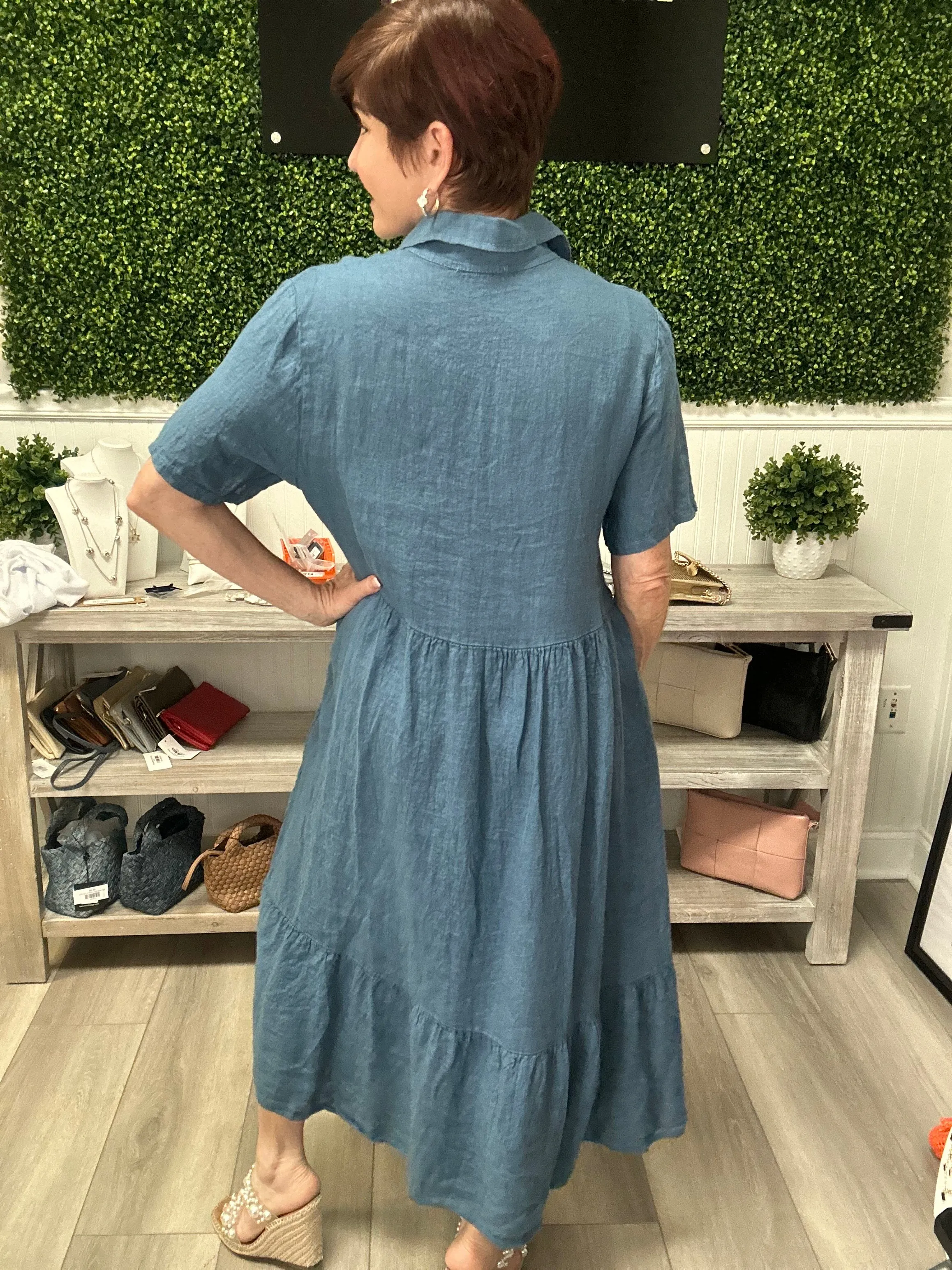 Long Tiered Linen Dress