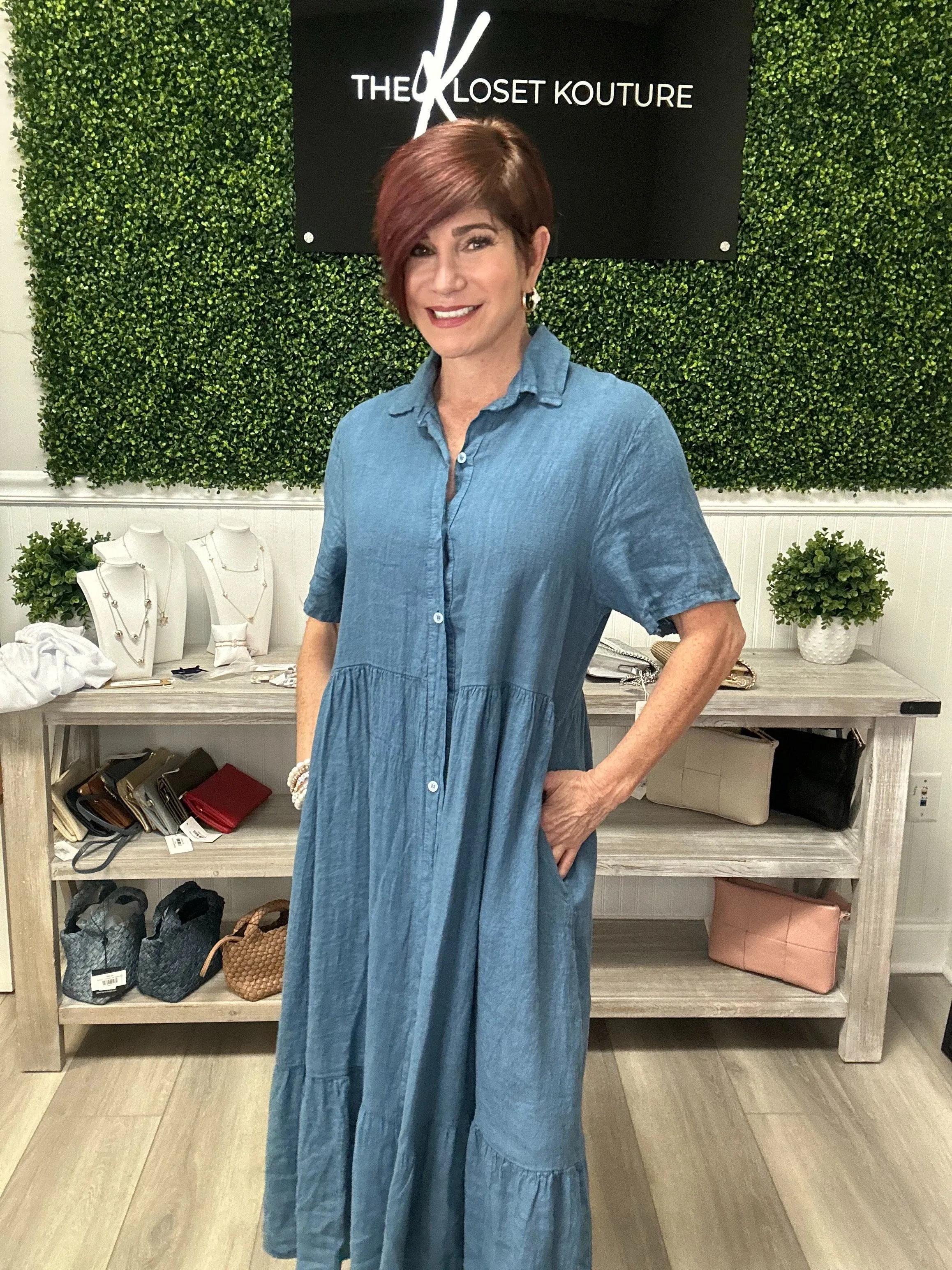 Long Tiered Linen Dress