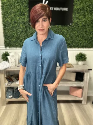 Long Tiered Linen Dress