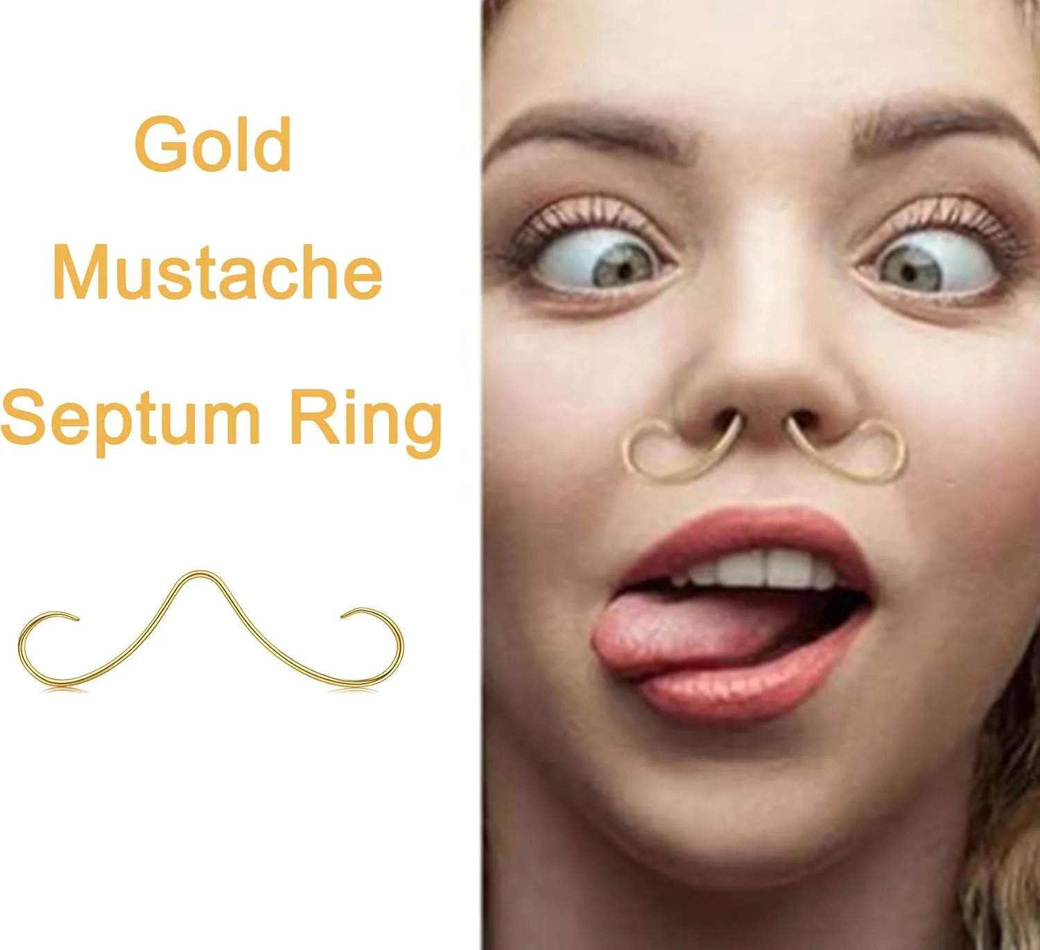 Longita Mustache Septum Ring Septum Rings Septum Jewelry Septum Rings 16g Septum Piercing Septum Pincher 16 Gauge Septum Nose Rings Mustache Nose Ring Septum Silver Gold Black