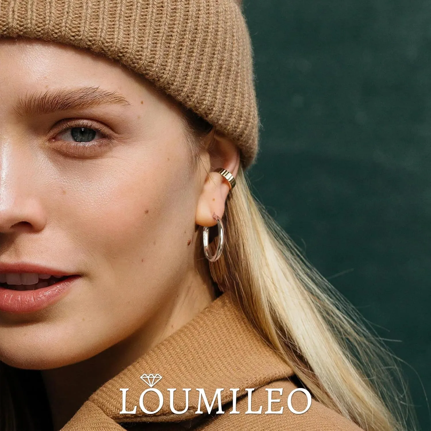 LOUMILEO 4mm Wide Large Silver Hoop Earrings Lightweight 925 Sterling Silver Hoop Earrings for Women Hypoallergenic Big Thin Hoops Earring for Women 30/40/50/60/70MM