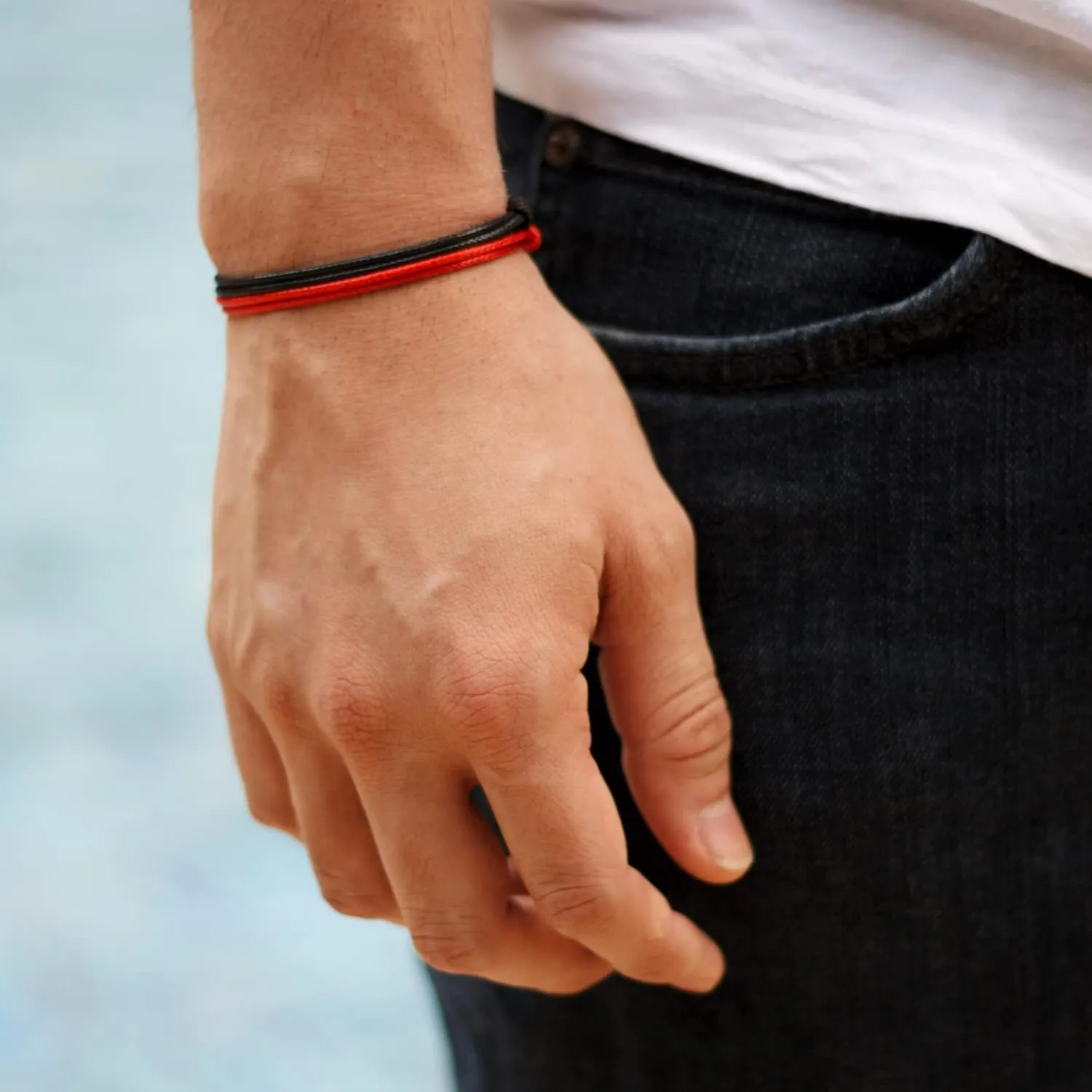 Luck Strings Black Wax Nylon Cord Bracelet for Men Women Unisex - Leather imitation string Bracelets Waterproof Teen Friendship Gift