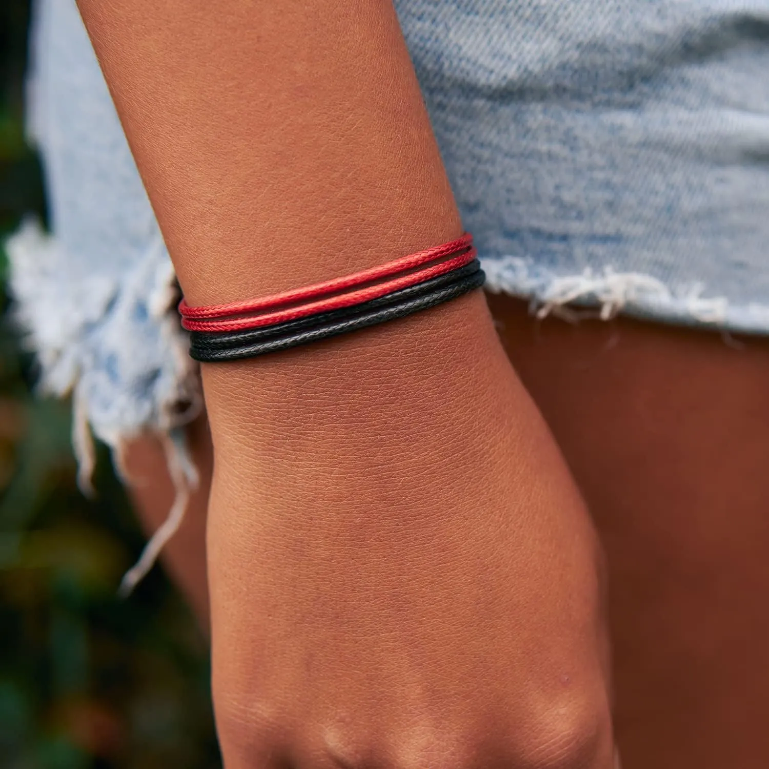 Luck Strings Black Wax Nylon Cord Bracelet for Men Women Unisex - Leather imitation string Bracelets Waterproof Teen Friendship Gift