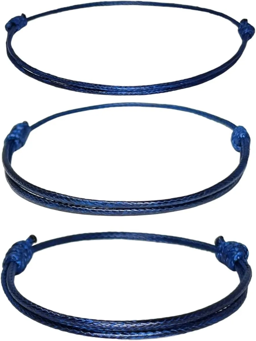 Luck Strings Blue Wax Nylon Cord Bracelet for Men Women Unisex - Leather imitation string Bracelets Waterproof Teen Friendship Gift