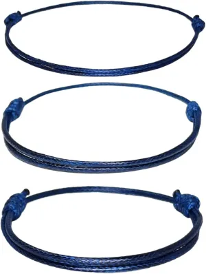 Luck Strings Blue Wax Nylon Cord Bracelet for Men Women Unisex - Leather imitation string Bracelets Waterproof Teen Friendship Gift