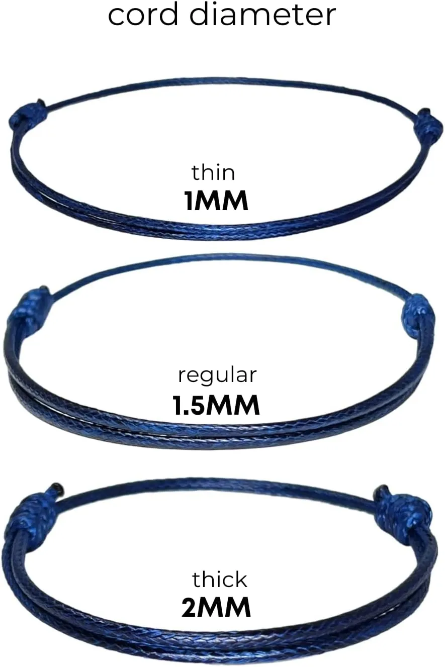 Luck Strings Blue Wax Nylon Cord Bracelet for Men Women Unisex - Leather imitation string Bracelets Waterproof Teen Friendship Gift