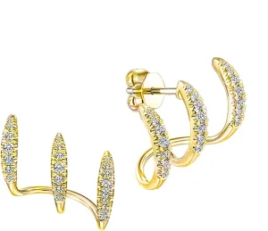 Luxury Trendy Minimalist Dainty Tiny Ear Wrap Cuff Piercing Studs Earrings Cuff Earrings (Gold, One Size)
