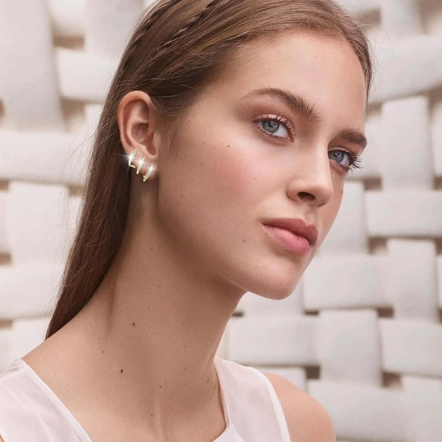 Luxury Trendy Minimalist Dainty Tiny Ear Wrap Cuff Piercing Studs Earrings Cuff Earrings (Gold, One Size)