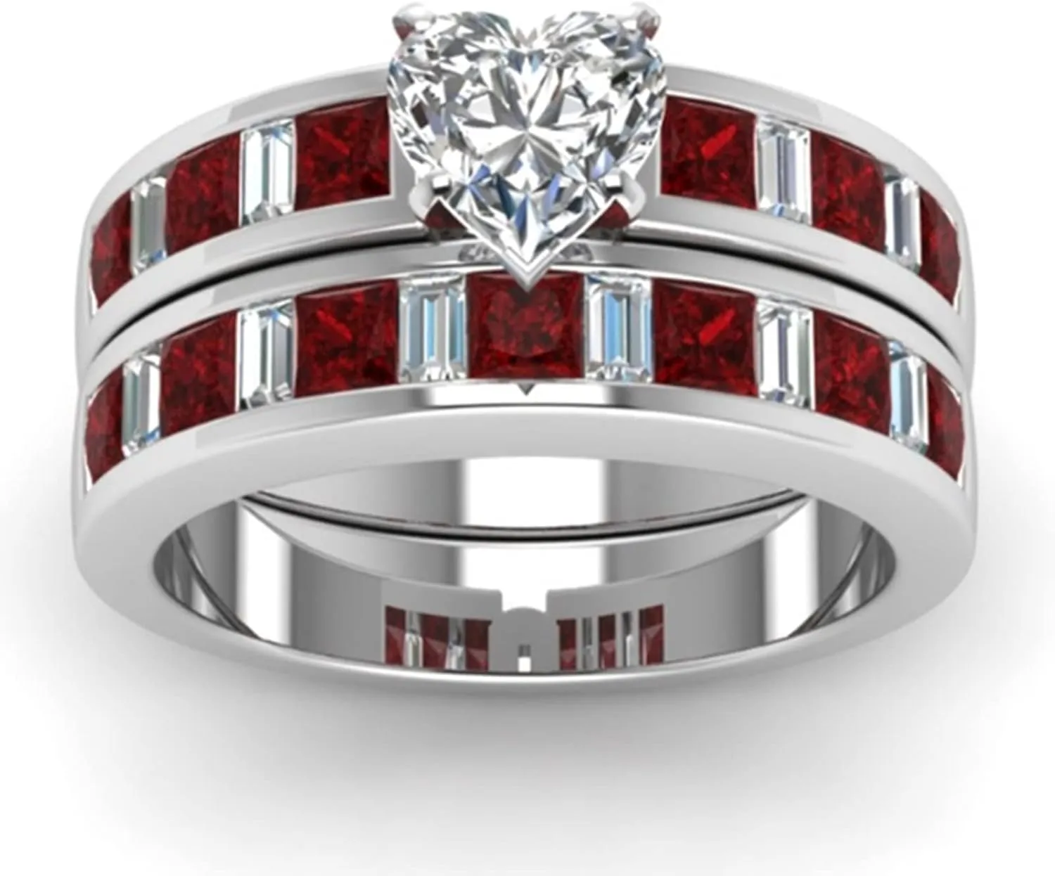 Matching Rings for Couples Silver, Cubic Zirconia Ring Unisex Size 5-13, Silver Plated Wedding Rings Bands for Valentine Day