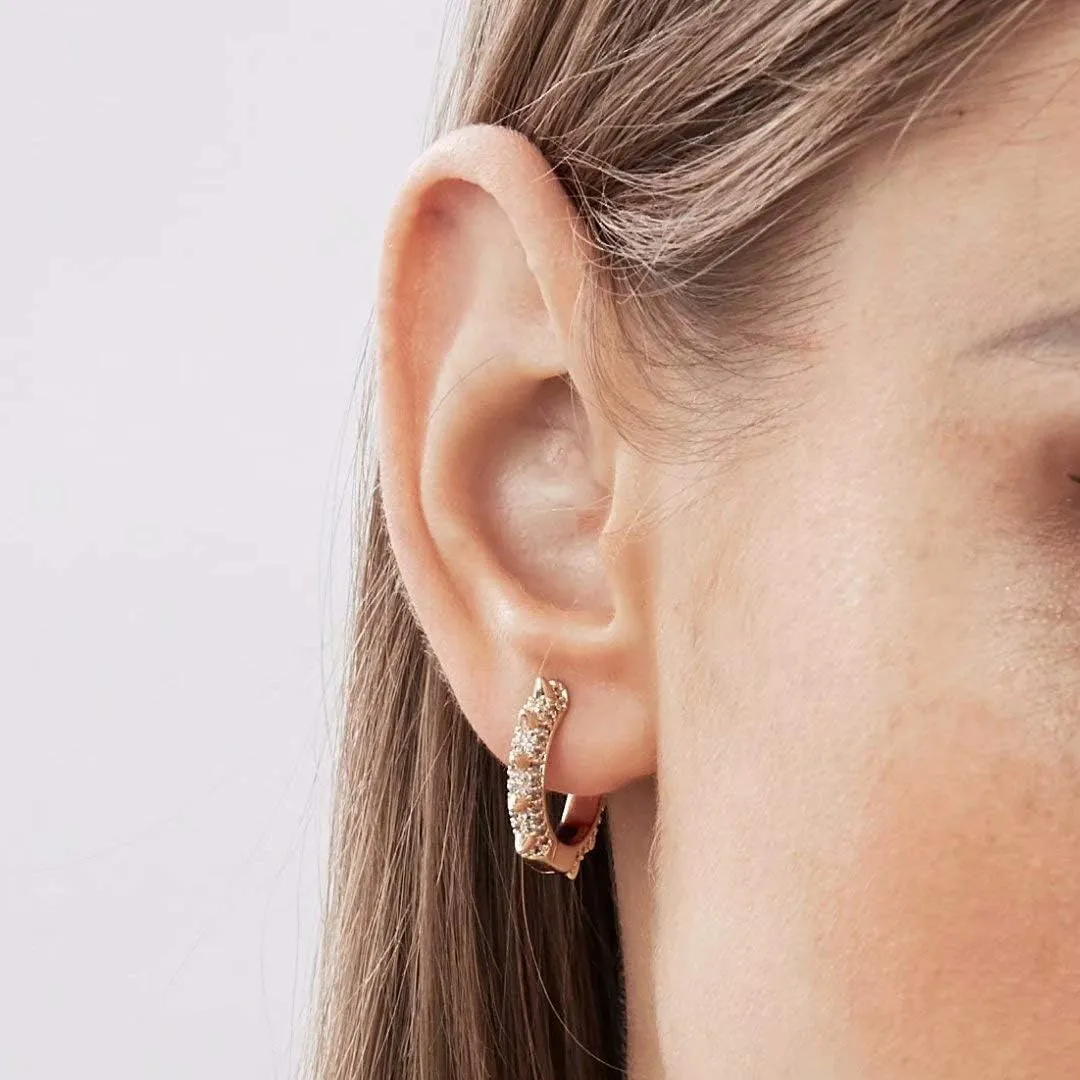 Memorjew Huggie Hoop Earrings for Women, 925 Sterling Silver Post Hypoallergenic Small Huggie Hoop Earrings Gold Plated Cubic Zirconia Star Cross Spike Dangle Earrings for Women Jewelry Gifts