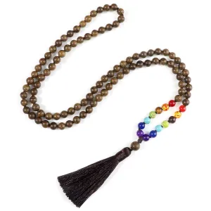 Men Women Necklace Vintage 8Mm Wooden Beads Buddhist Prayer Tassel Knotted Necklace Yoga Rosary Jewelry