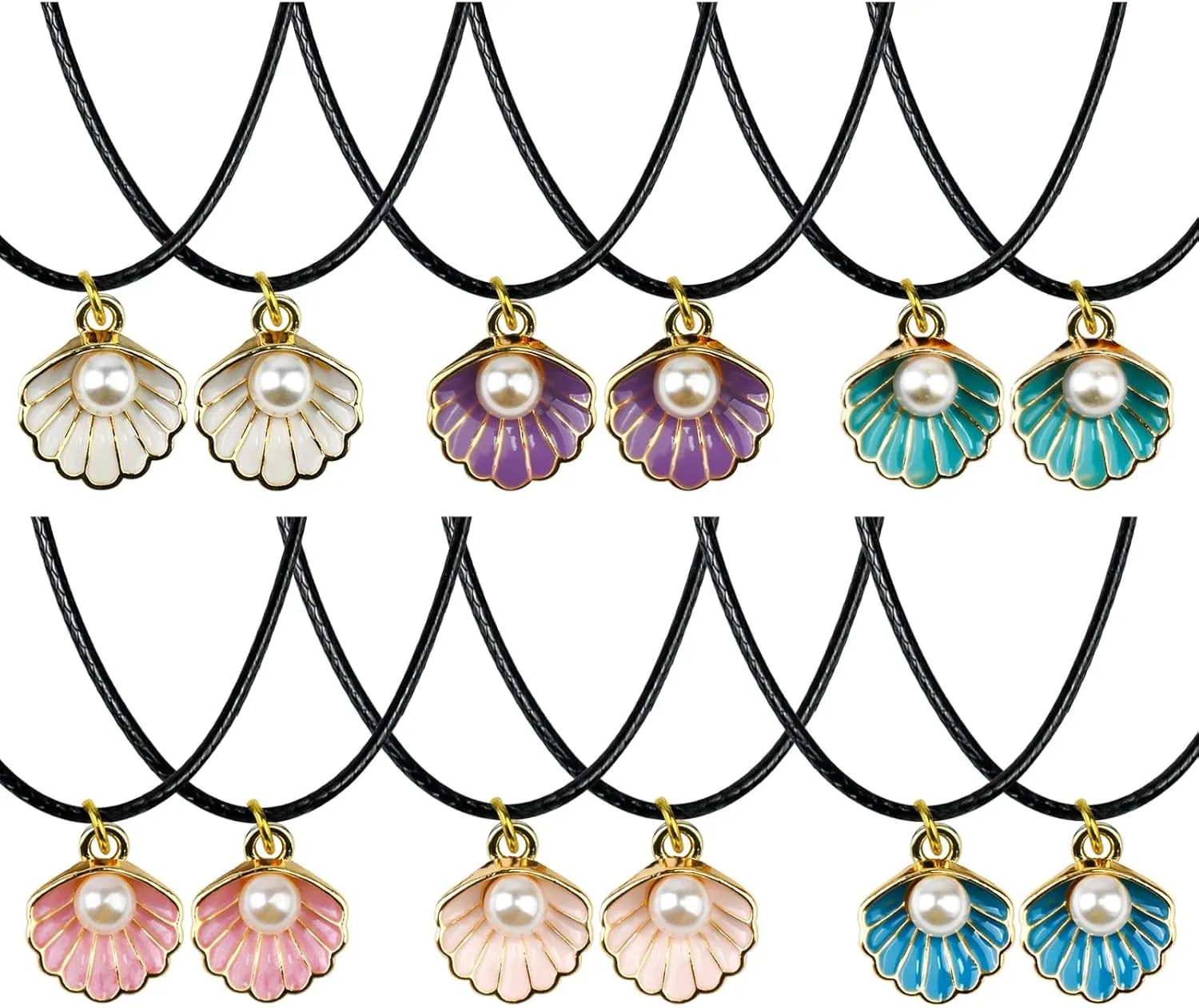 Mermaid Shell Necklace Summer Pink Shell Mermaid Party Gift Decor for Princess Under The Sea Birthday Themed Party