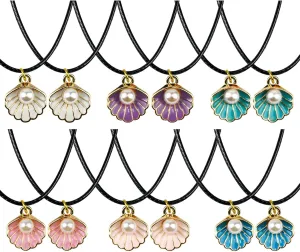 Mermaid Shell Necklace Summer Pink Shell Mermaid Party Gift Decor for Princess Under The Sea Birthday Themed Party
