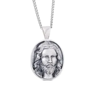 Messiah Pendant, Handmade Christian Pendant, Jesus Necklace, Christ Necklace, Round Silver Religious Pendant, Gold Plated Jesus Jewelry
