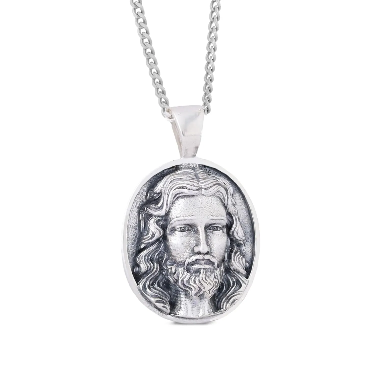 Messiah Pendant, Handmade Christian Pendant, Jesus Necklace, Christ Necklace, Round Silver Religious Pendant, Gold Plated Jesus Jewelry