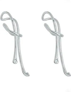 Metal Irregular Double Lines Geometry Ear Hook Ear Bone Clip without Ear Hole Ear Cuff Hanging Earrings for Women Jewelry