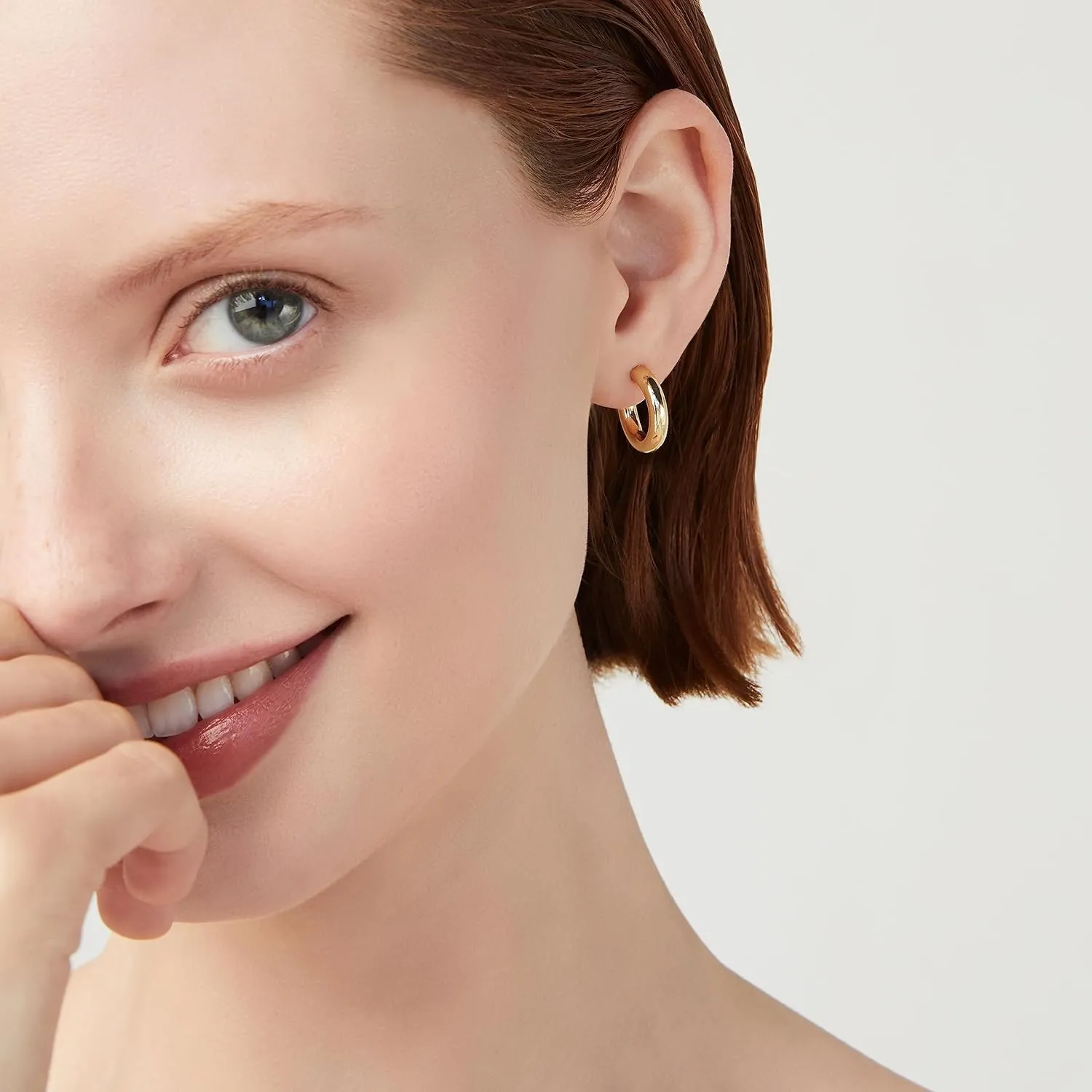 Miabella 925 Sterling Silver or 18K Gold Plated 3mm High Polished Lightweight Chunky Hoop Earrings for Women/Made in Italy