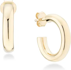 Miabella 925 Sterling Silver or 18K Gold Plated 3mm High Polished Lightweight Chunky Hoop Earrings for Women/Made in Italy