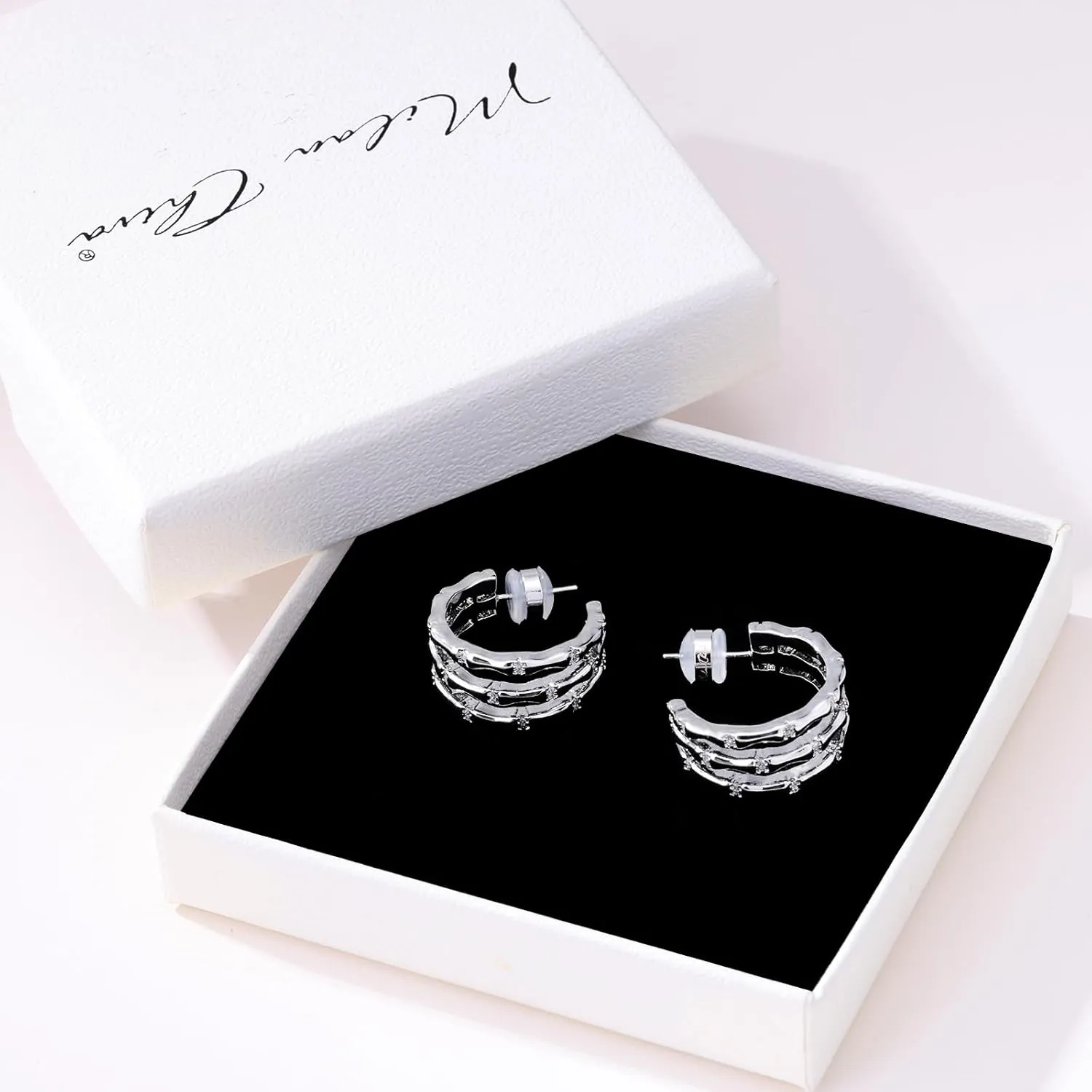 Milan Chiva 14K Gold Plated Post Twisted Huggie Hoops for Women Minimalist Open Earings Dome Jewelry