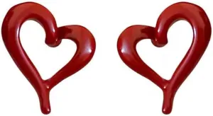 Minimalist Red Heart Love Small Stud Earrings for Women Sweet Cute Tiny Fashion Vintage Open Hearts Cartilage Sterling Silver Post Earring Birthday Jewelry Christmas Valentines Day Gift for Her Daughter