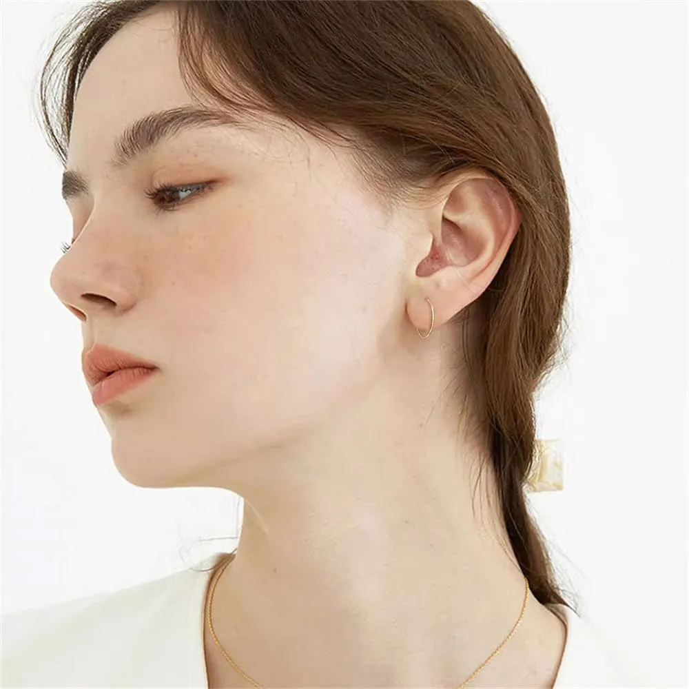 Minimalist Super Thin Wire 925 Sterling Silver Small Hoop Earrings for Women Teen Little Dainty Basketball Huggie Round Circle Hoops Hypoallergenic Hooped Fashion Jewelry Gifts Bff Daughter Her