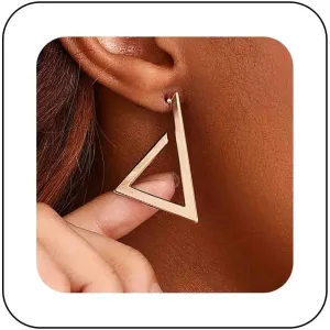 Minimalist Triangle Hoop Earrings Hollow Triangle Dangle Earrings Gold Triangle Geometric Earrings Large Triangle Metal Earrings Jewelry for Women