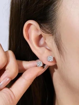 Moissanite Stud Earrings,D Color VVS1 Round Simulated Diamond,14K White/Yellow Gold Plated Silver,4 Prong Earrings Jewelry Gift for Women Men (0.6-6Cttw,Round 4-9mm)