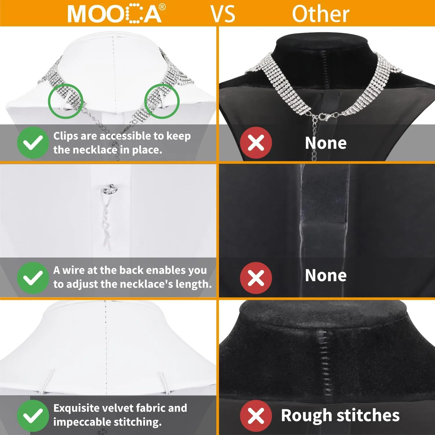MOOCA 2 Pcs Small Necklace Chain Jewelry Bust Display Holder Stand, Necklaces Display Mannequin, Jewelry Bust Stand 7 1/4 in H, White Leatherette
