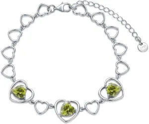 Mother's Day 3 Heart Birthstone Bracelet 925 Sterling Silver Gemstone Bracelets Jewelry Gifts for Women Wife Mother 6.5-inch Chain and 2-inch Extender