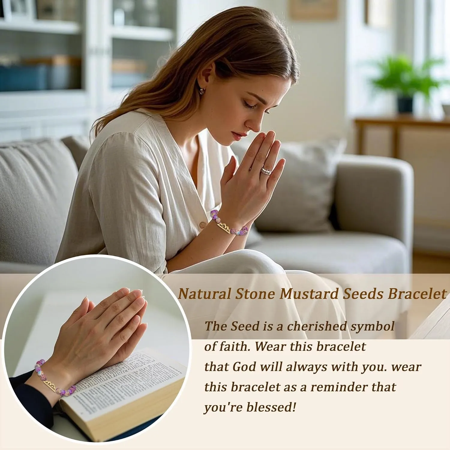 Mountains-Mustard Seed Bracelets for Women Faith Mustard Seed Jewelry Christian Easter Religious Confirmation Gifts for Teen Daughter Niece