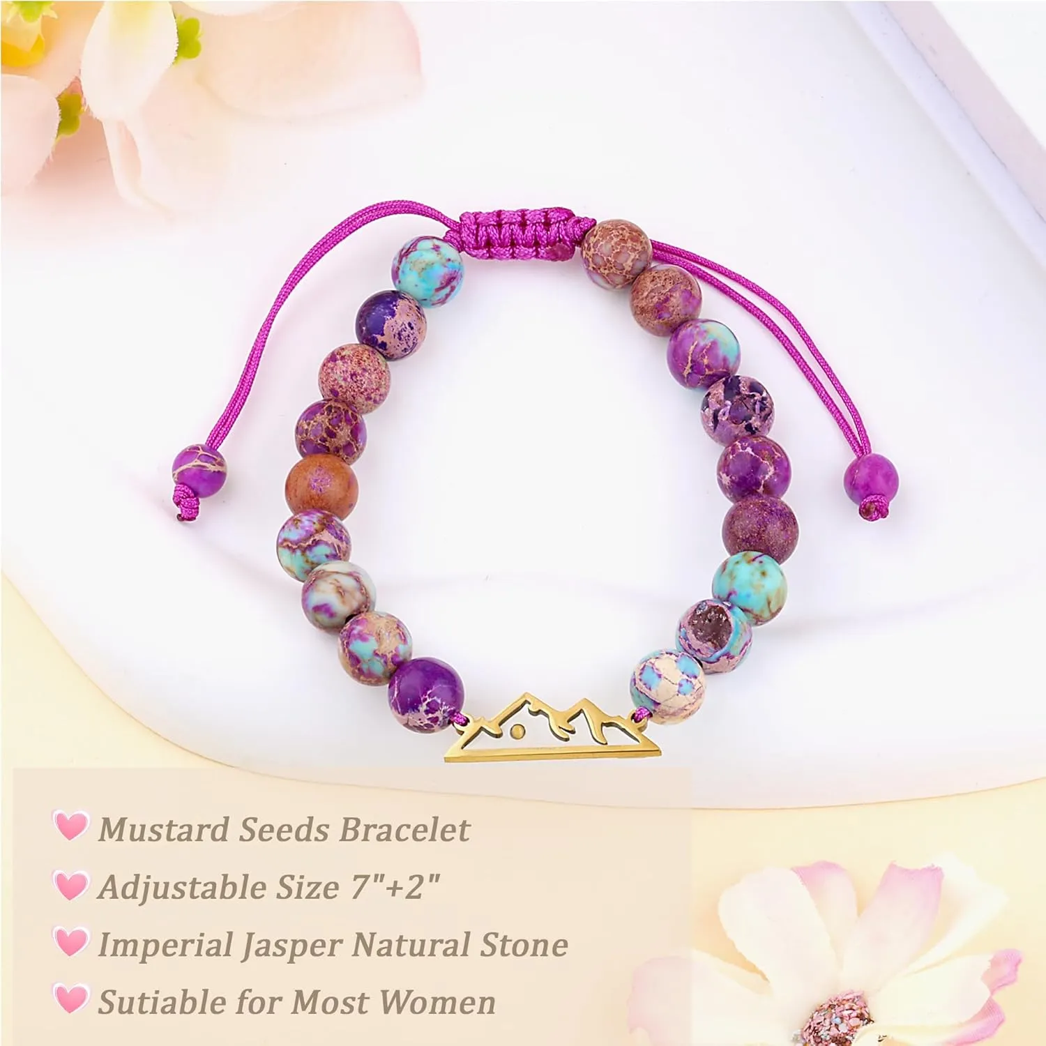 Mountains-Mustard Seed Bracelets for Women Faith Mustard Seed Jewelry Christian Easter Religious Confirmation Gifts for Teen Daughter Niece