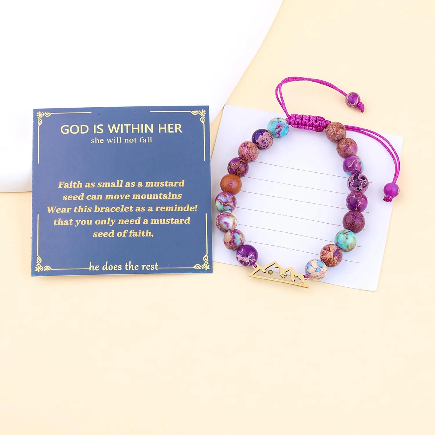 Mountains-Mustard Seed Bracelets for Women Faith Mustard Seed Jewelry Christian Easter Religious Confirmation Gifts for Teen Daughter Niece